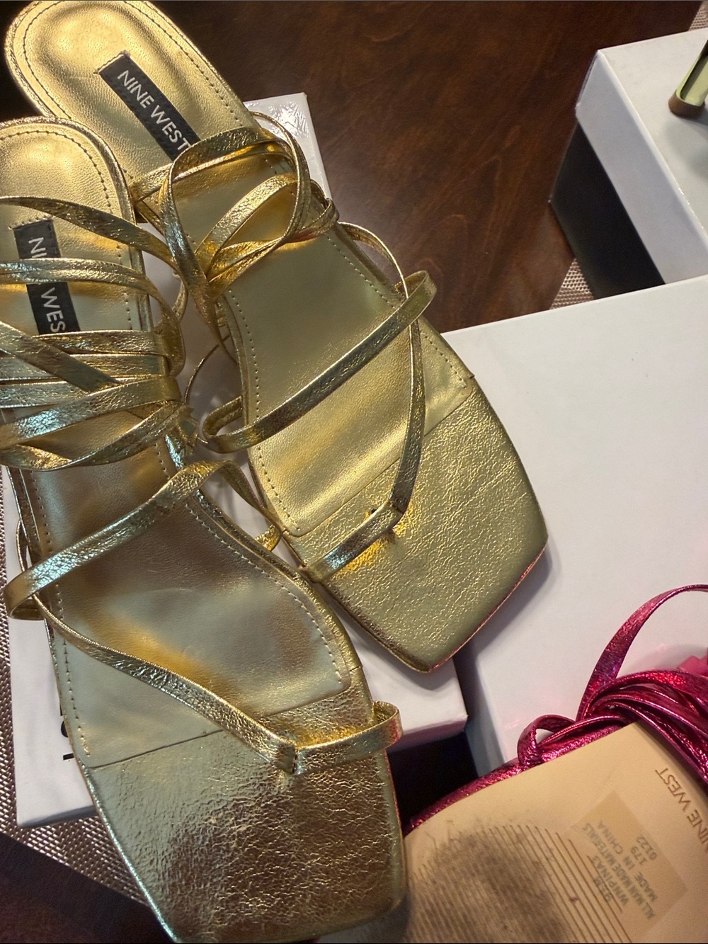 Nine West PINA3 Metallic Strappy Sandals - Picture 13 of 16